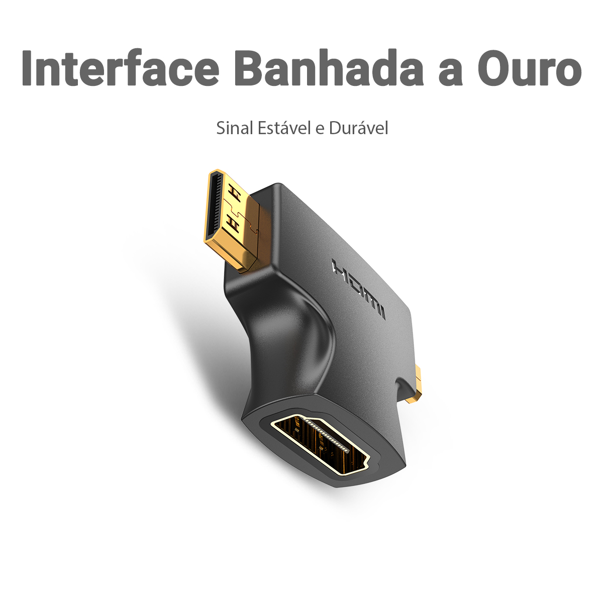 Adaptador 2 em 1 Mini HDMI + Micro HDMI para HDMI Fêmea 4K Full HD 3D - Vention - Imagem 5