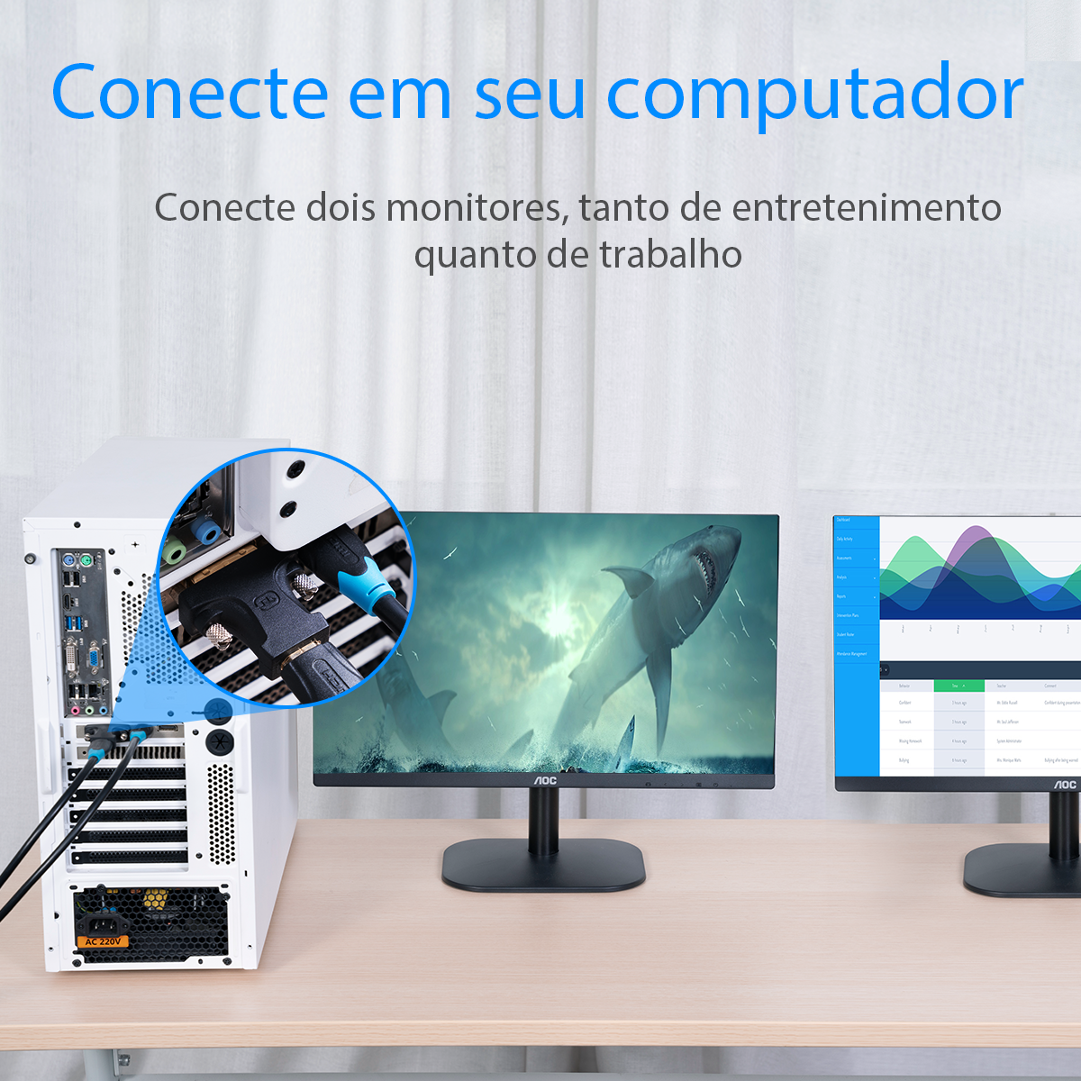 Adaptador Conversor DVI 24+1 Macho para HDMI Fêmea 1080p Full HD Bidirecional Plug & Play - Vention - Imagem 7